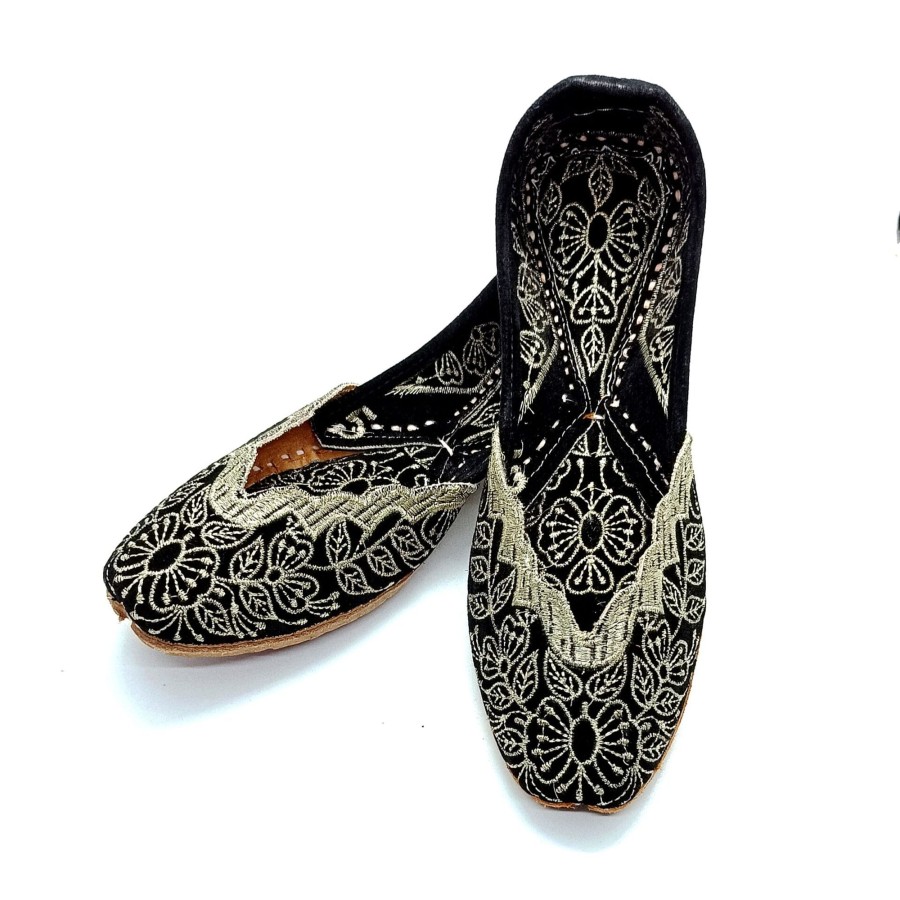 Women IndiFeels | Pakistani Punjabi Cutwork Jutti-Black