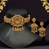 Women IndiFeels Necklace | Rajwadi Matte Gold Necklace Set