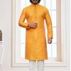 Men IndiFeels | Silk Yellow Kurta Pajama For Men