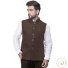 Men IndiFeels | Best Quality Warm Wool Thick Nehru Jacket - Brown