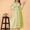 Women IndiFeels Kurti & Pants | Lime Green Alia Cut Kurti Set