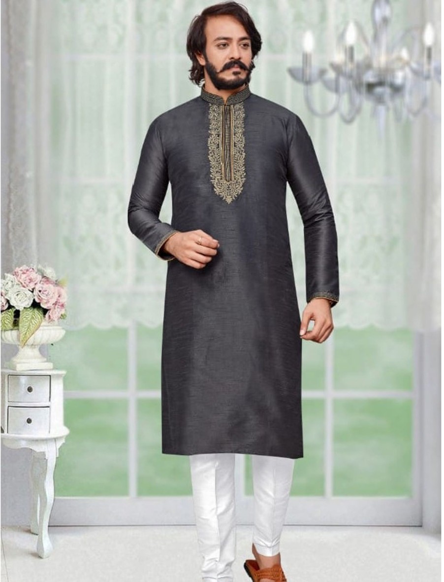 Men IndiFeels | Kurta Pyjama – Grey