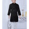 Kids IndiFeels | Black Boys Printed Kurta Pyjama