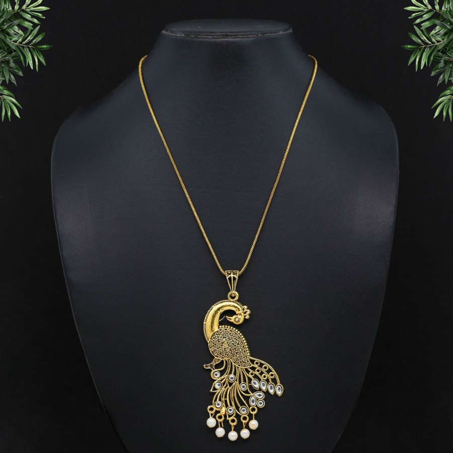 Women IndiFeels Necklace | Oxidised Necklace Peacock Design