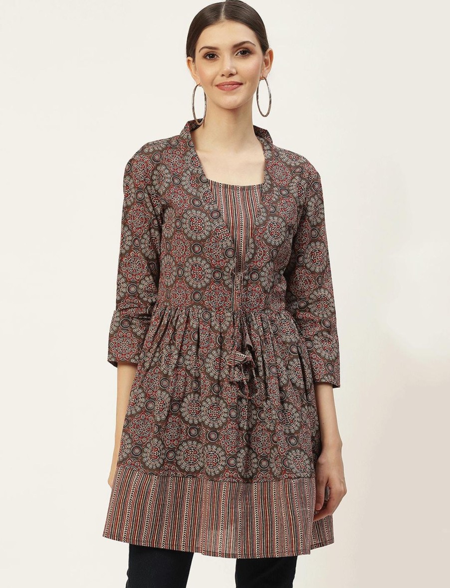 Women IndiFeels Short Top Kurti | Cotton Flared Short Kurti Women