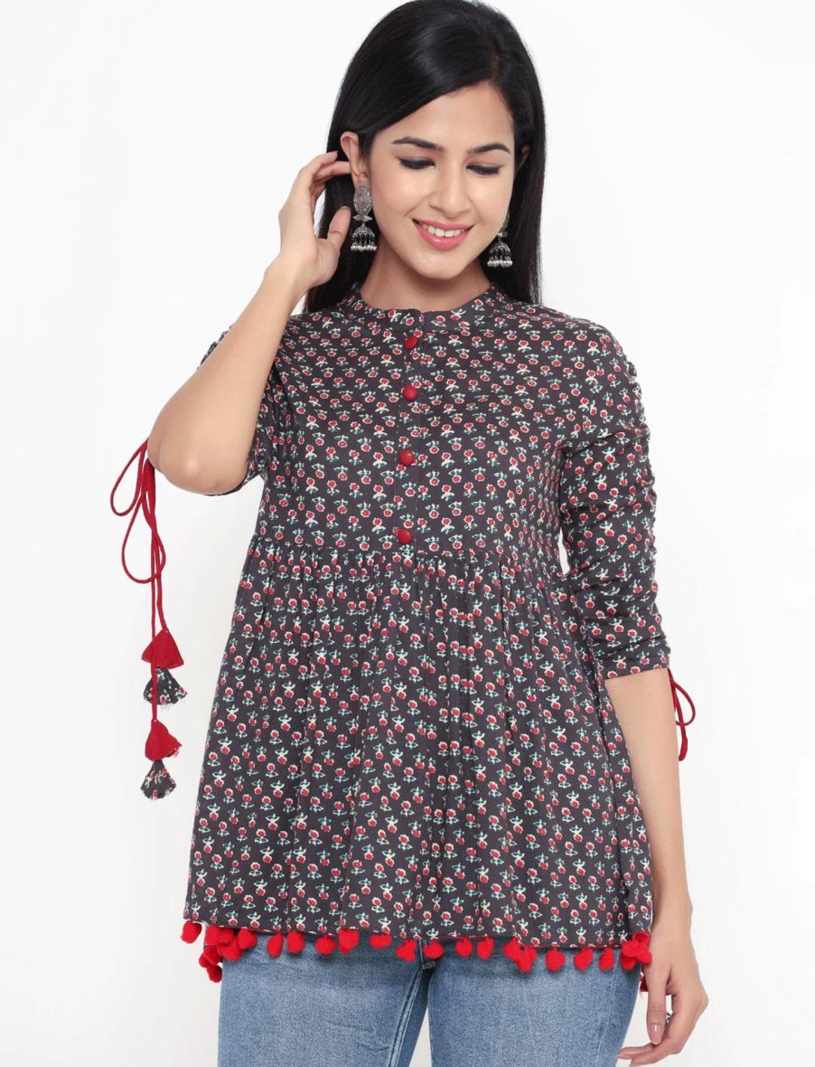 Women IndiFeels Short Top Kurti | Rayon Flared Short Top Women