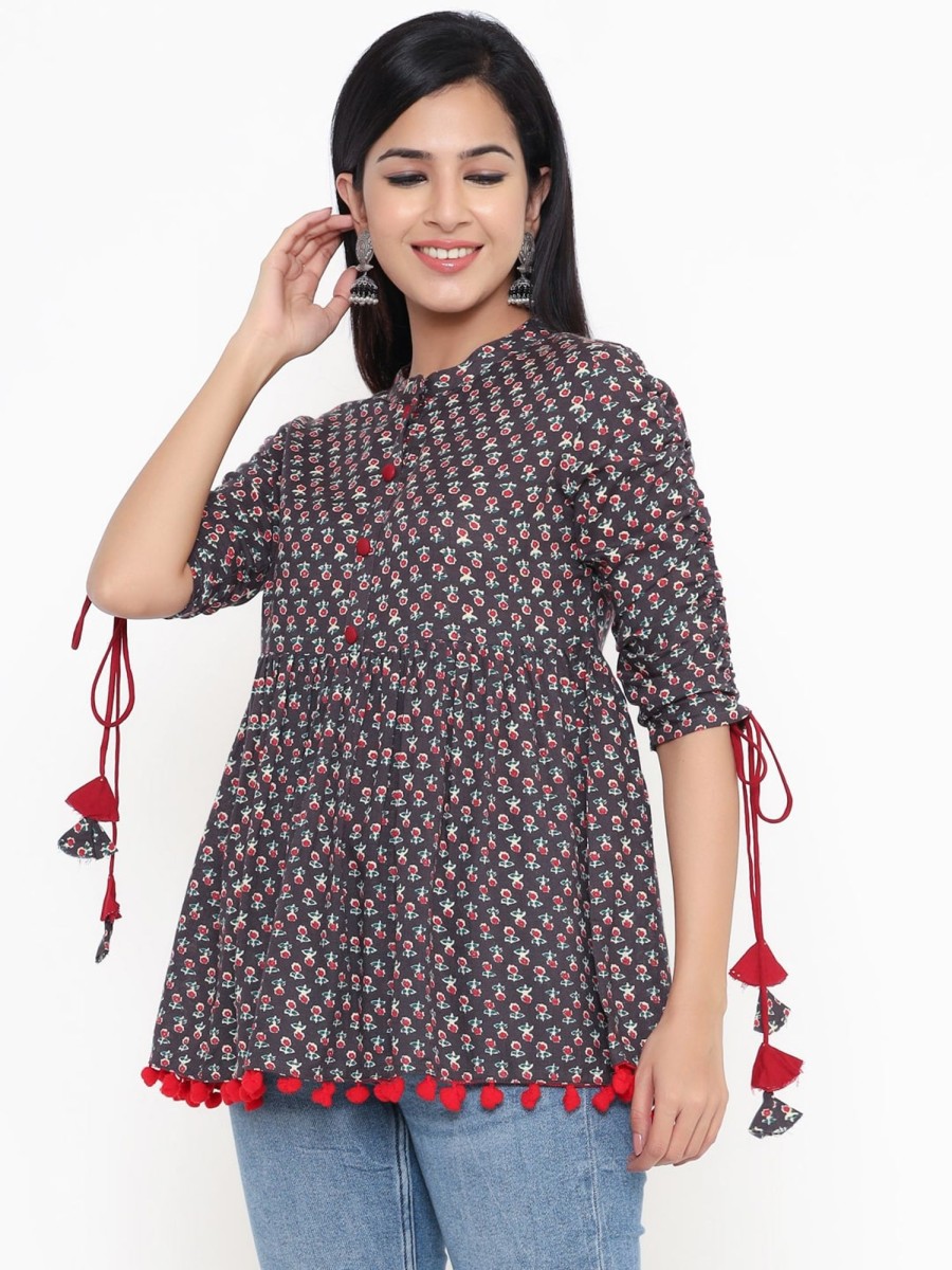 Women IndiFeels Short Top Kurti | Rayon Flared Short Top Women