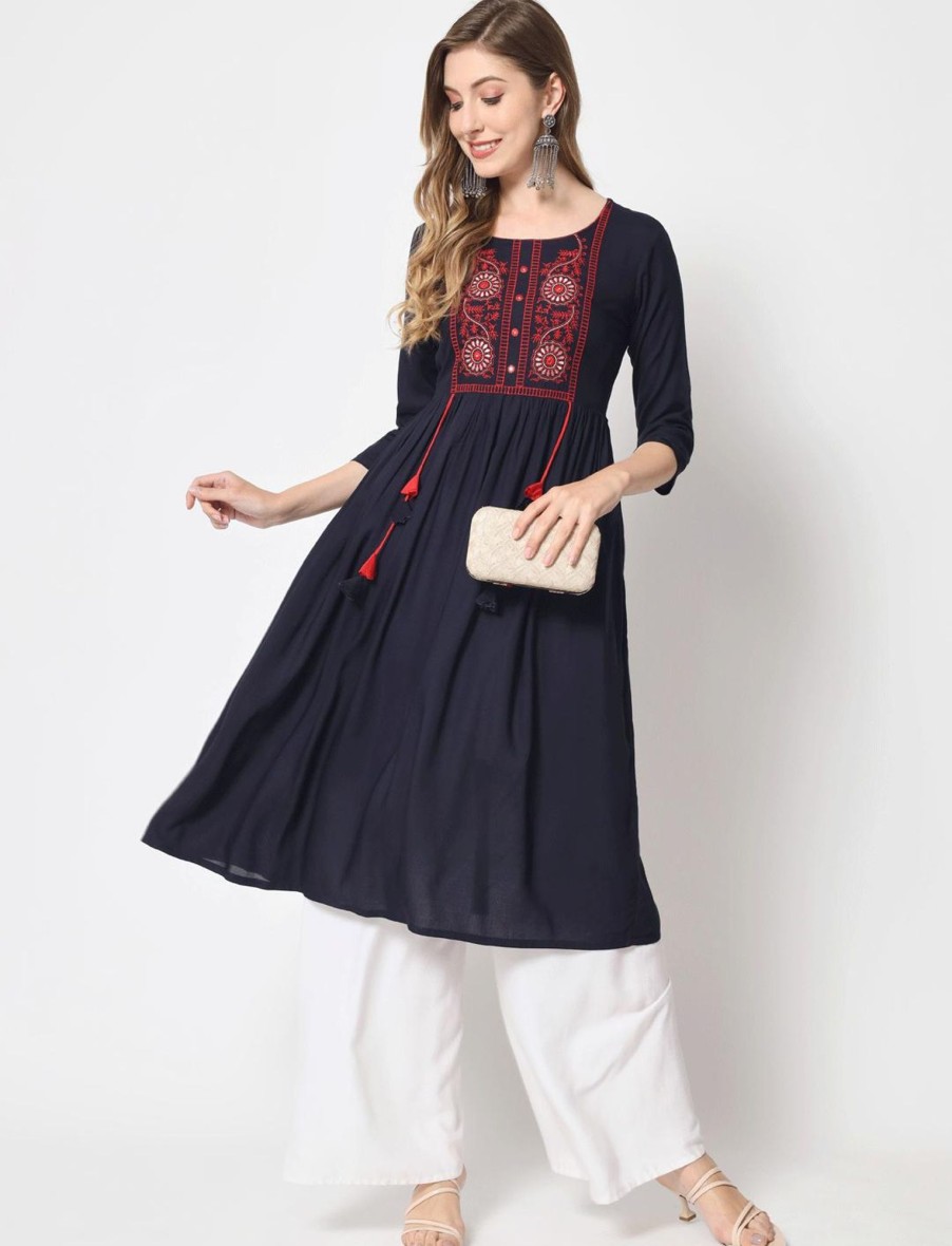 Women IndiFeels Anarkali | Rayon Anarkali Kurti Women