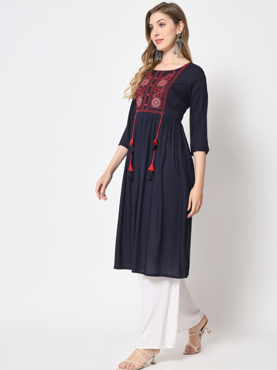 Women IndiFeels Anarkali | Rayon Anarkali Kurti Women