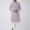 Men IndiFeels | Plain Kurta Pajama - Purple