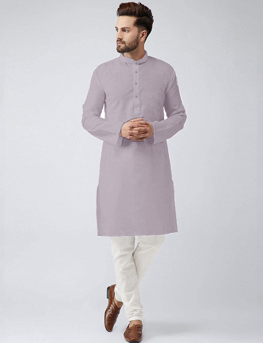 Men IndiFeels | Plain Kurta Pajama - Purple