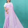 Women IndiFeels Sarees | Purple Soft Organza Saree