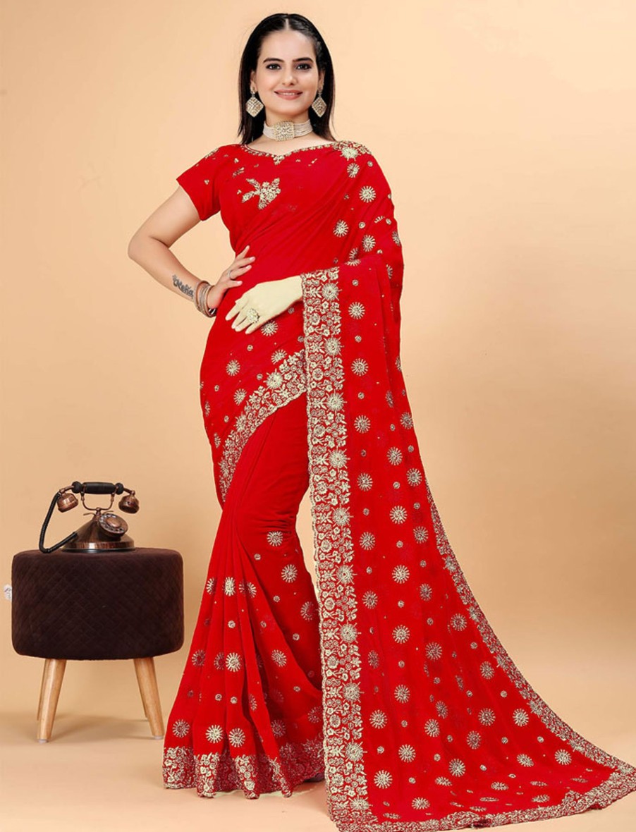 Women IndiFeels Sarees | Red Indian Wedding Saree