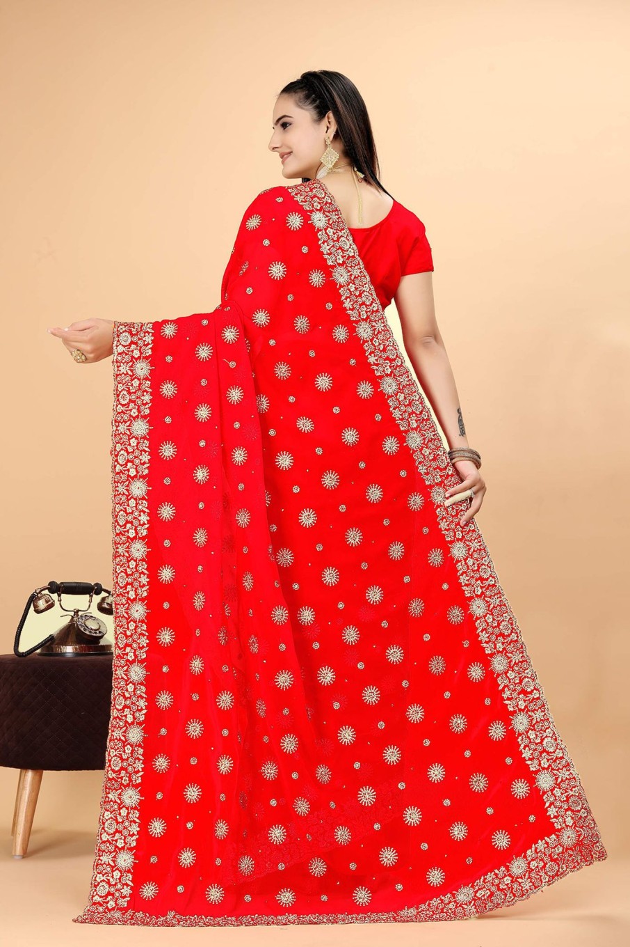 Women IndiFeels Sarees | Red Indian Wedding Saree