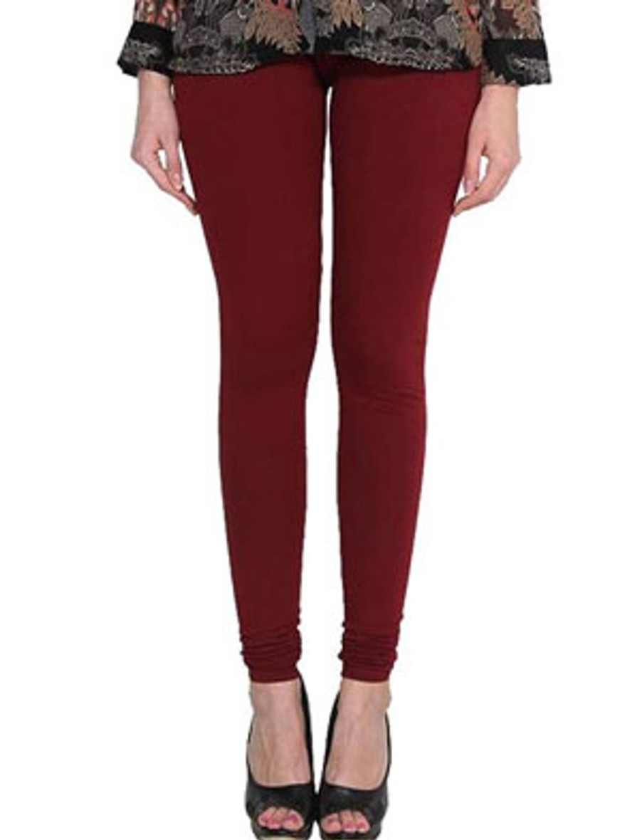 Women IndiFeels Pants Only | Free Size Stretchable Chudidar Leggings - Maroon