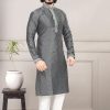 Men IndiFeels | Silk Kurta Pajama - Grey