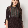 Women IndiFeels Short Top Kurti | Flared Printed Black Short Kurti